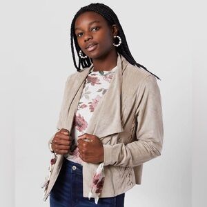 Willow & Root Faux Suede Moto Jacket